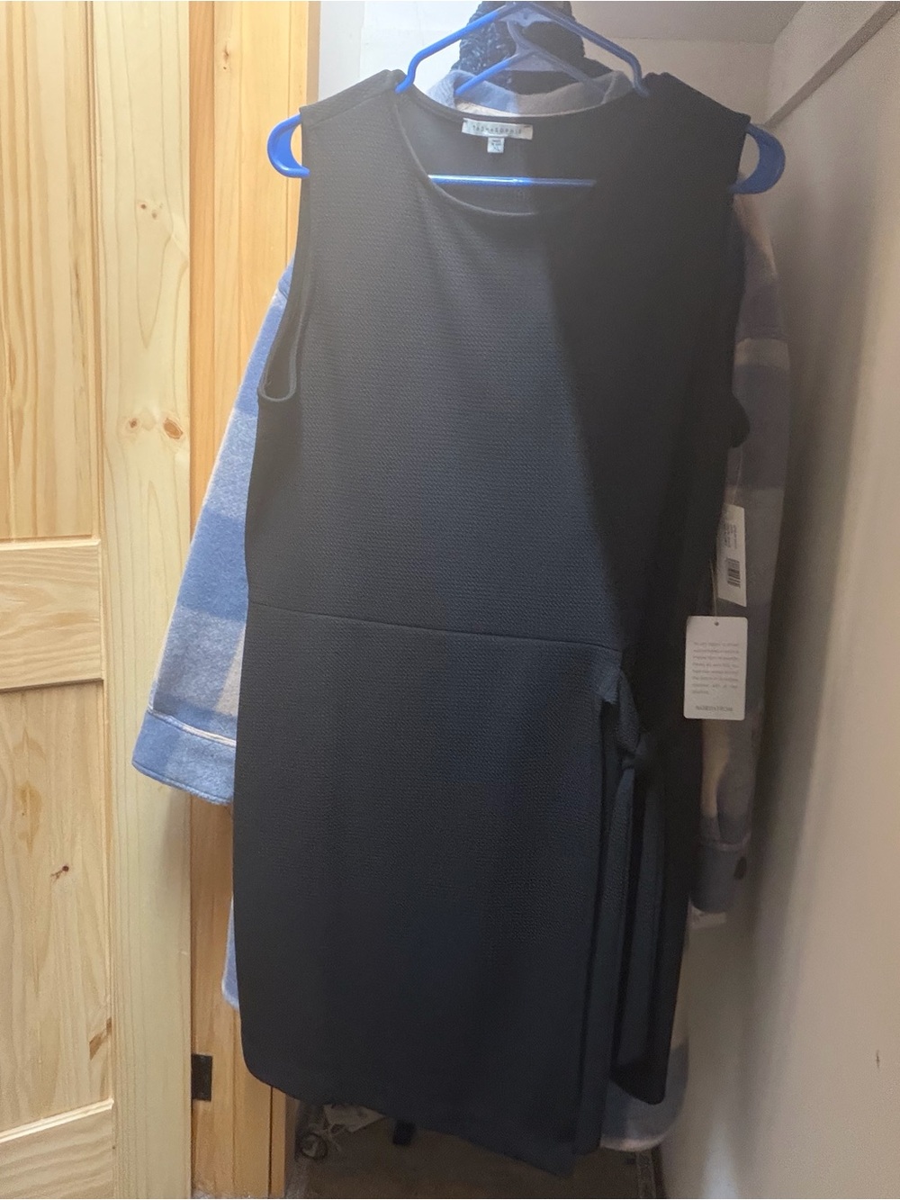 Black Sleeveless Midi Dress with Side Tie